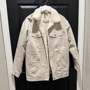 DIVIDED Women’s Oversize Cream Sherpa-Lined Jacket